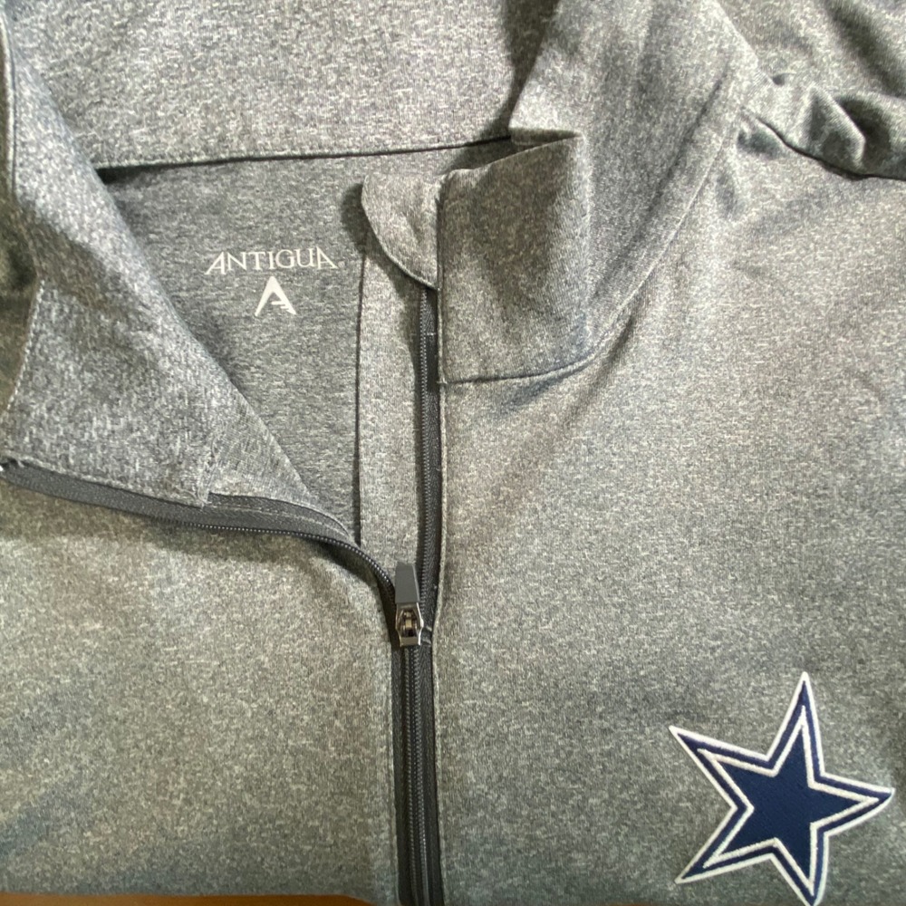 Dallas Cowboys NFL Quarter Zip Pullover Antigua Mens XL Heather Gray 104732‎